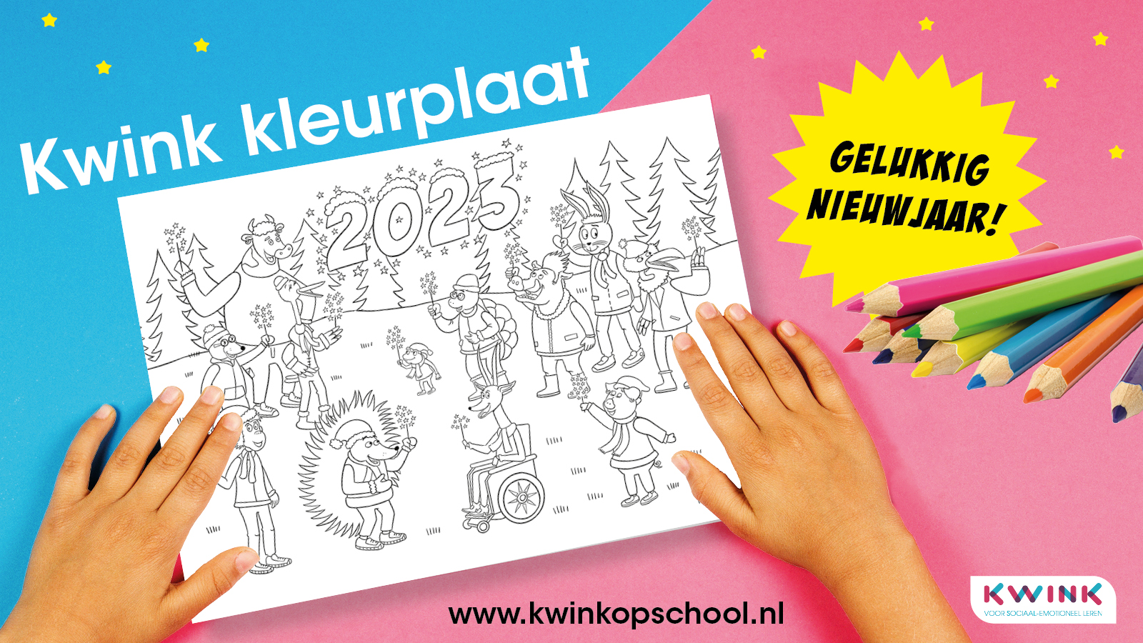 Kwink Kerstkleurplaat